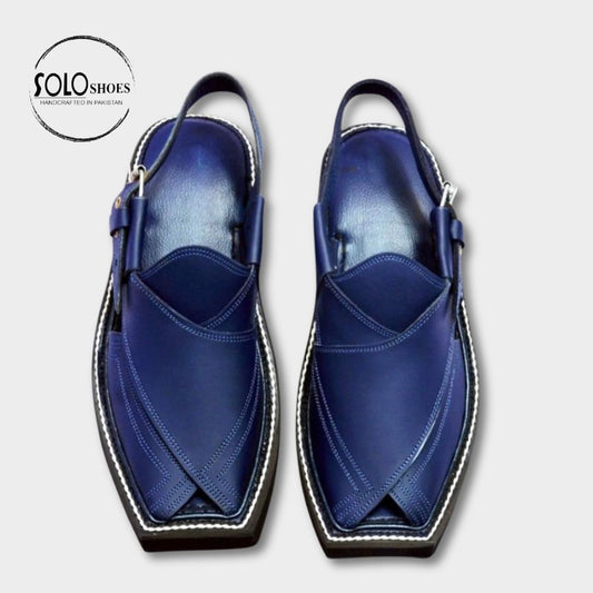 Matt Finished Kaptaan Chappal in Blue-000107