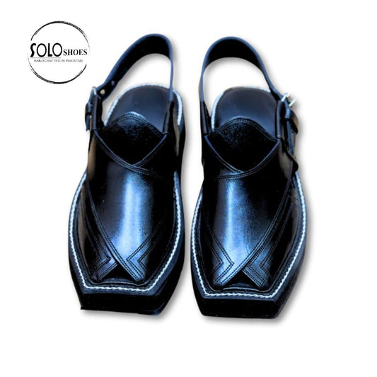 Kaptaan Chappal For Men in Black-000108