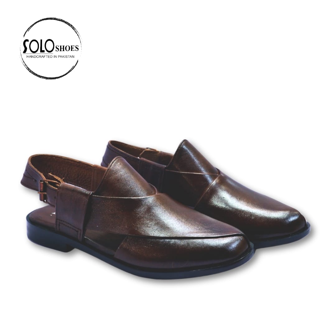 Two-Tone Premium Peshawari Sandal in Brown-000098