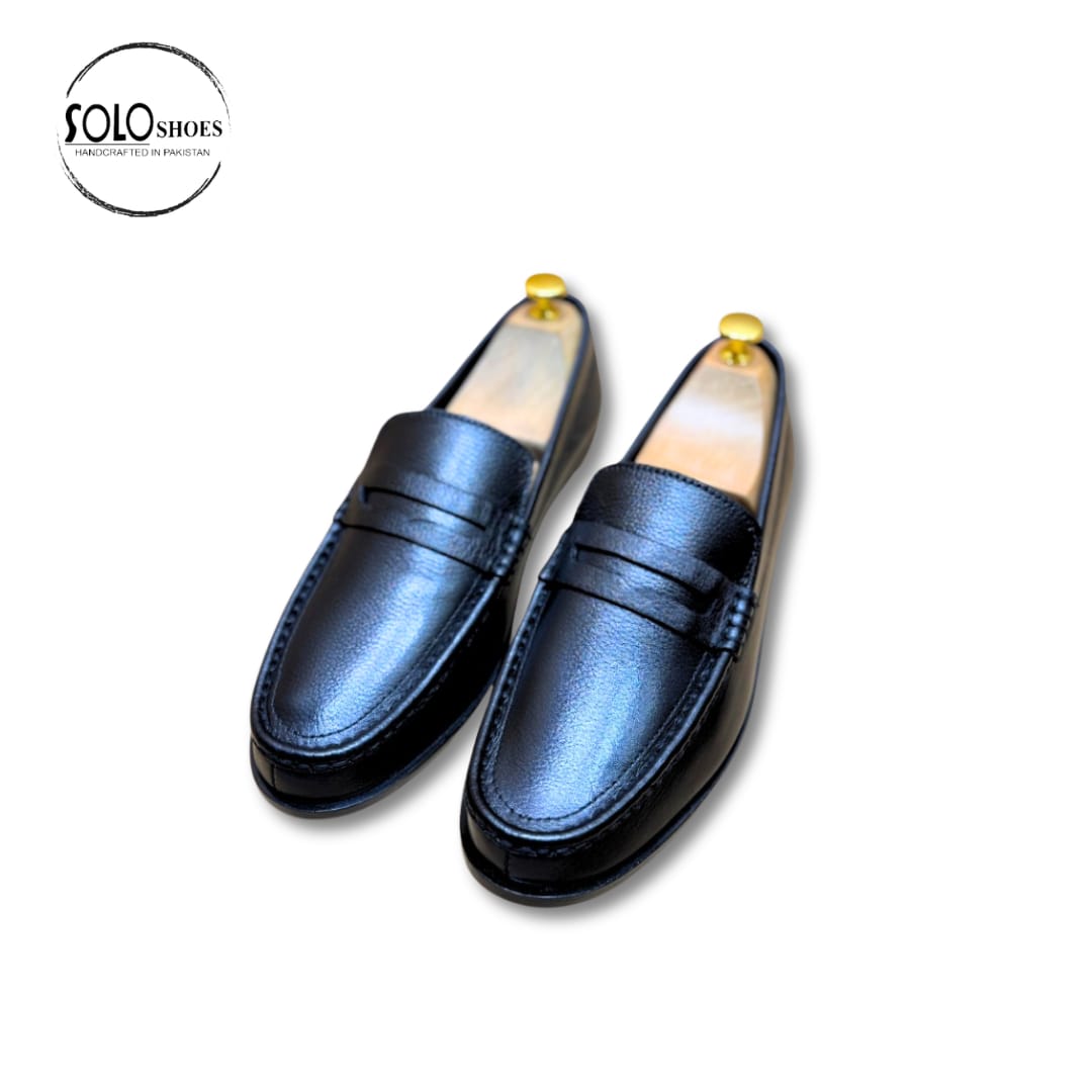 Black Full Grain Leather Moccasin- 000128