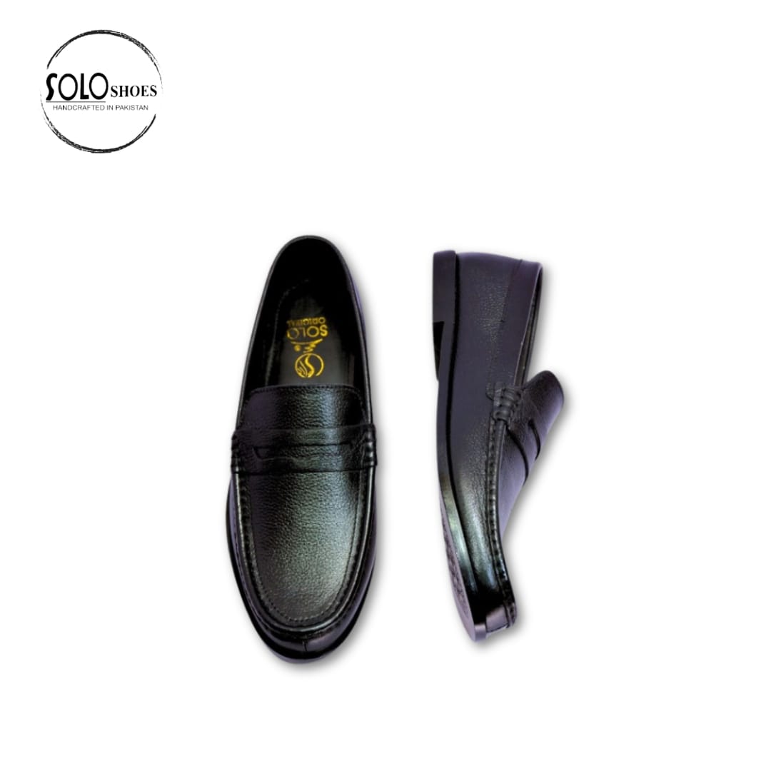 Black Full Grain Leather Moccasin- 000128