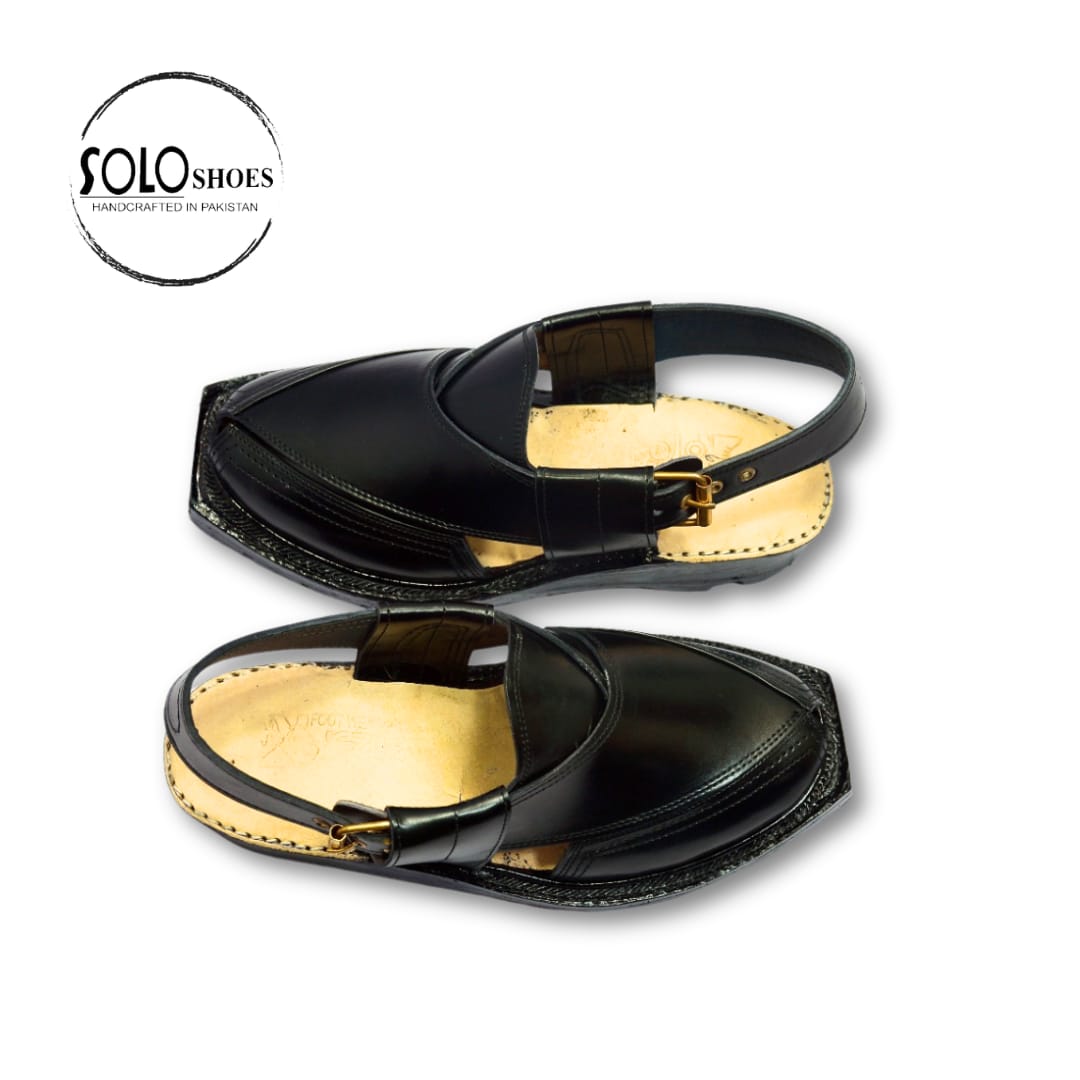 Pure Leather Norozi Chappal For Men in Black-000100