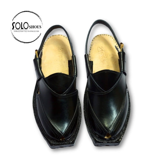 Pure Leather Norozi Chappal For Men in Black-000100