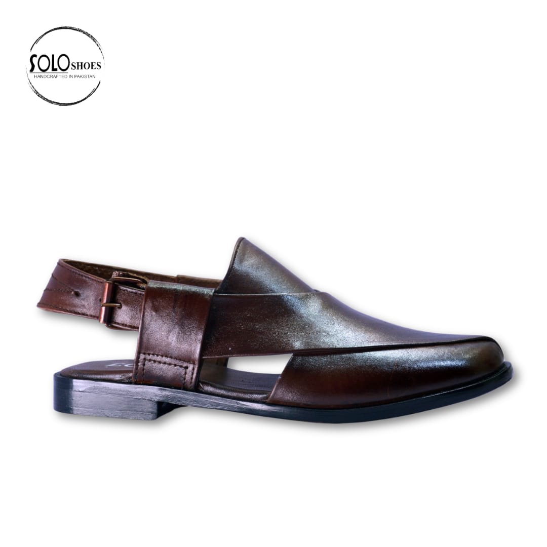 Two-Tone Premium Peshawari Sandal in Brown-000098