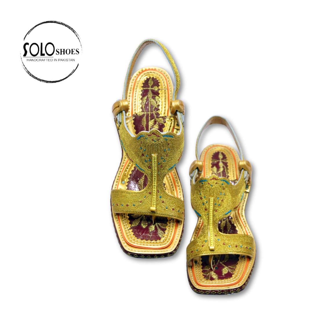 Zari Kohati Chappal For Men in Golden-000101