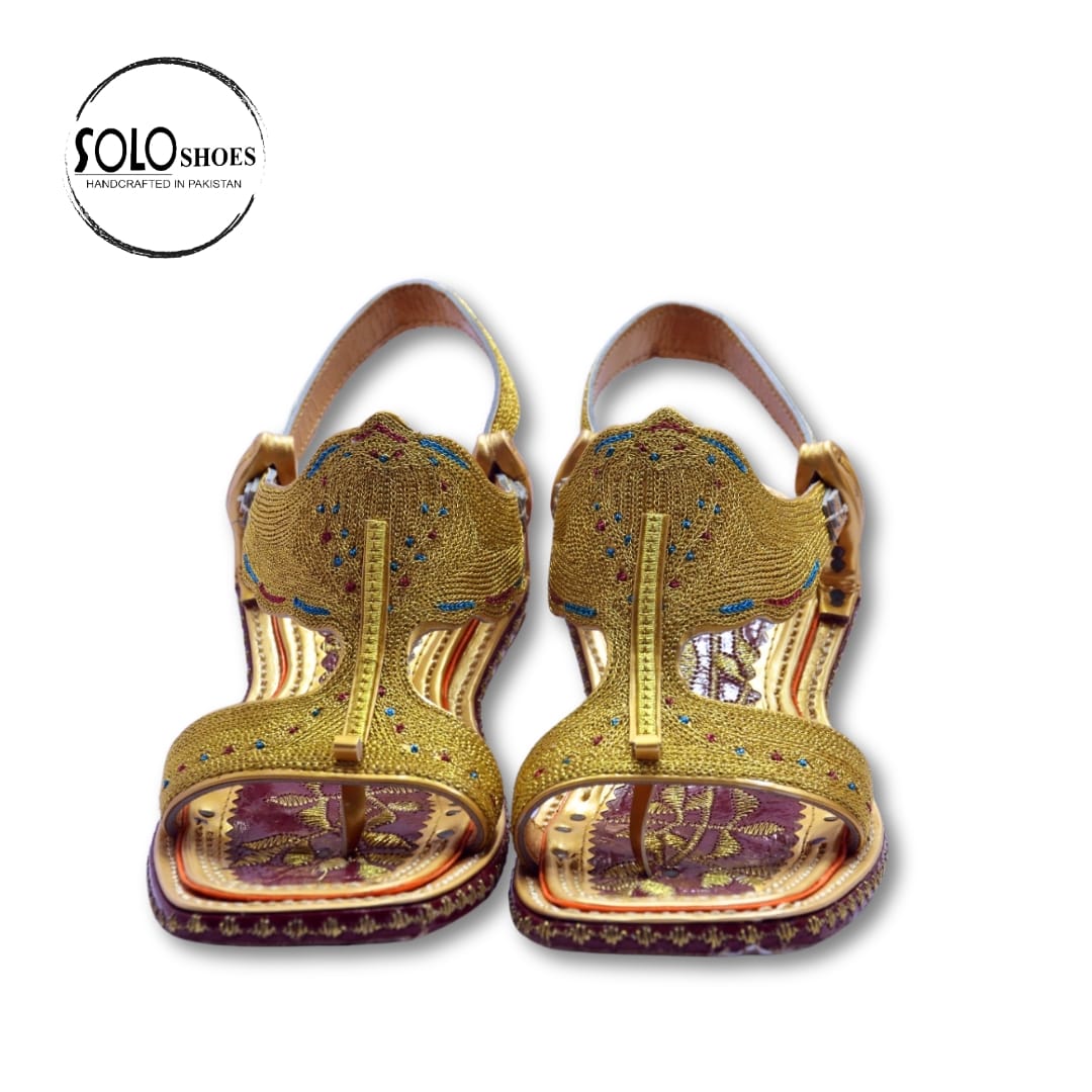 Zari Kohati Chappal For Men in Golden-000101