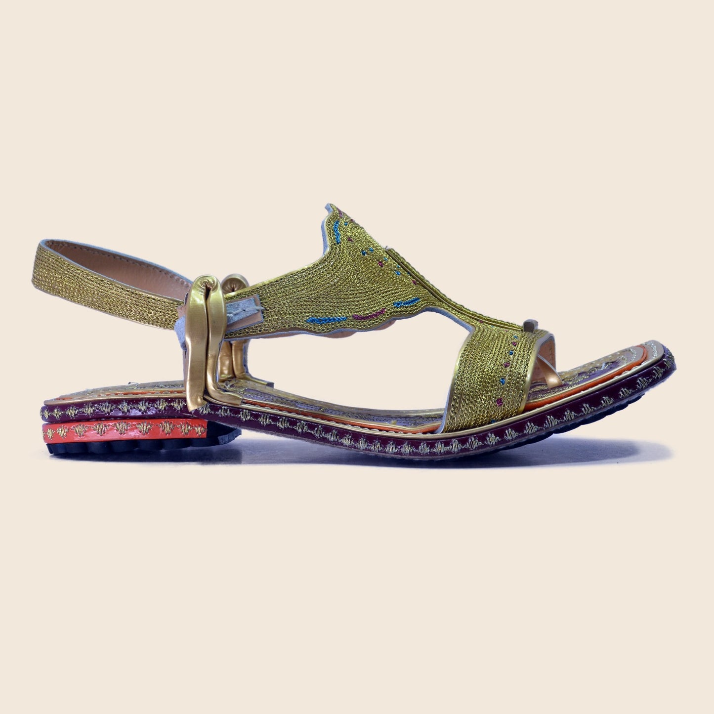 Zari Kohati Chappal For Men in Golden-000101