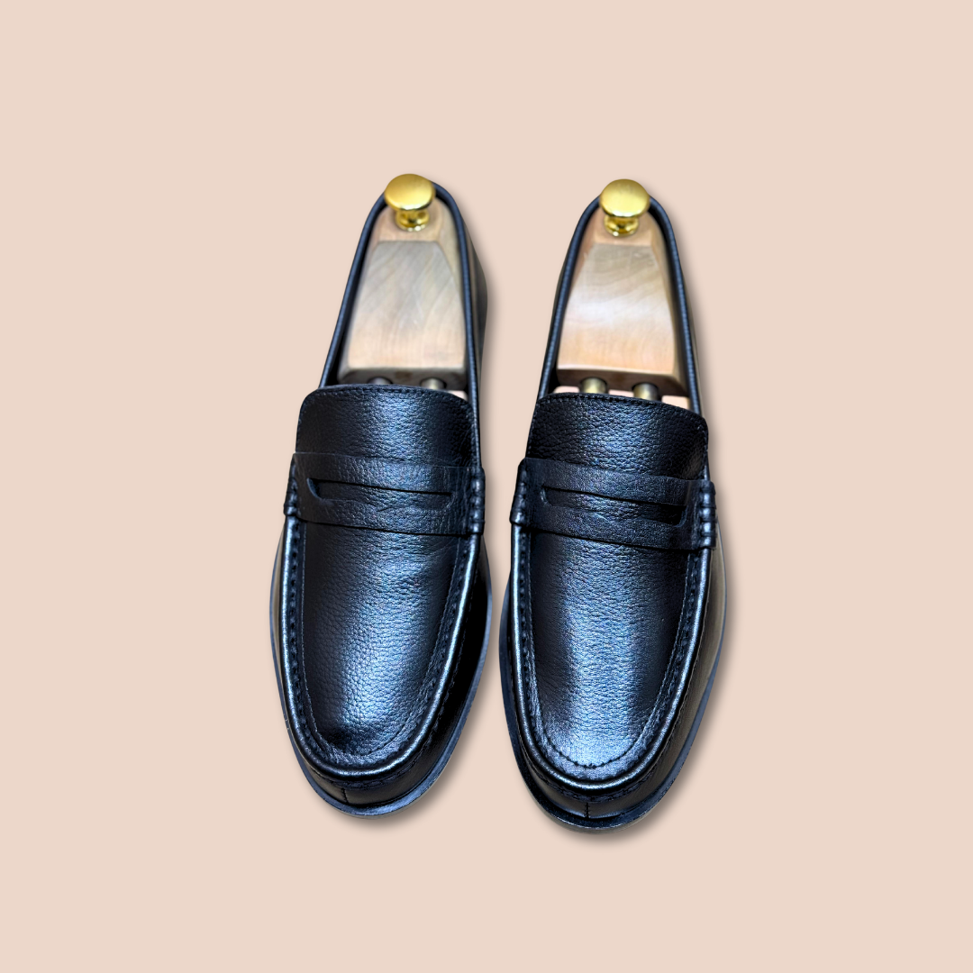 Black Full Grain Leather Moccasin- 000128